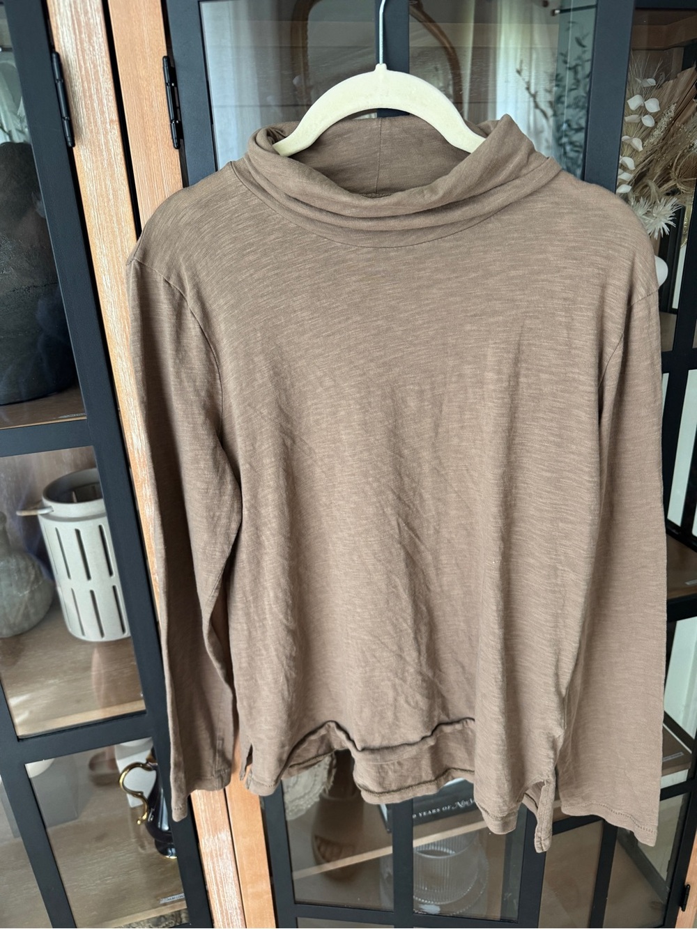 Madewell long sleeve turtleneck top cotton coffee sweater lightweight layering